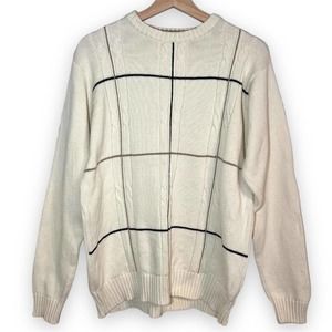 Blass Bill Blass Men's Cream Cotton Dad Sweater Size L